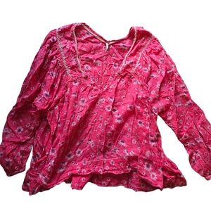 Free People Floral Cotton Blouse